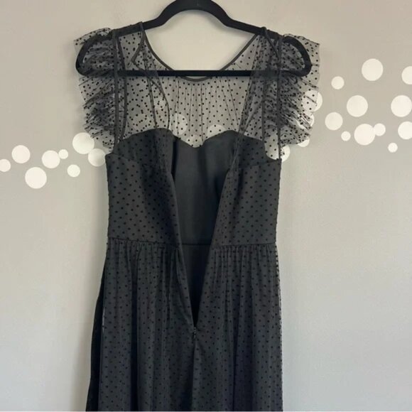 Jason Wu Black Illusion Dot Mesh Midi Dress Size 6 Sweatheart Bodice - Picture 9 of 12